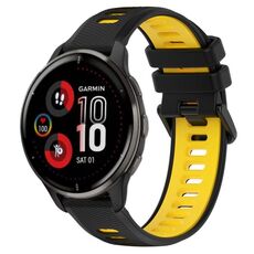 Per Garmin Venu 2 Plus 20mm Cinturino sportivo in silicone bicolore (nero + giallo)