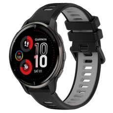 Per Garmin Venu 2 Plus 20mm Cinturino sportivo in silicone bicolore (nero + grigio)