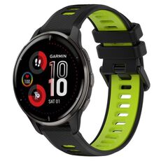 Per Garmin Venu 2 Plus 20mm Cinturino sportivo in silicone bicolore (nero + verde)