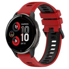 Per Garmin Venu 2 Plus 20mm Cinturino sportivo in silicone bicolore (rosso + nero)
