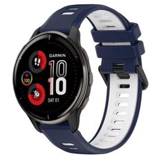 Per Garmin Venu 2 Plus 20mm Cinturino sportivo in silicone bicolore (blu notte + bianco)