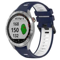 Per Garmin Approach S40 Cinturino sportivo in silicone bicolore da 20 mm (blu notte + bianco)