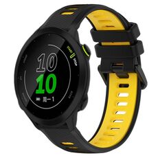 Per Garmin Forerunner 158 20mm Cinturino sportivo in silicone bicolore (nero + giallo)