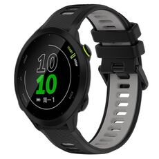 Per Garmin Forerunner 158 20mm Cinturino sportivo in silicone bicolore (nero + grigio)