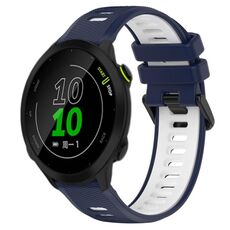 Per Garmin Forerunner 158 20mm Cinturino sportivo in silicone bicolore (blu notte + bianco)