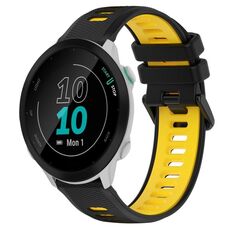 Per Garmin Forerunner 55 20mm Cinturino sportivo in silicone bicolore (nero + giallo)