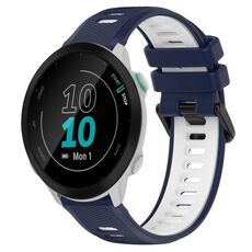 Per Garmin Forerunner 55 20mm Cinturino sportivo in silicone bicolore (blu notte + bianco)