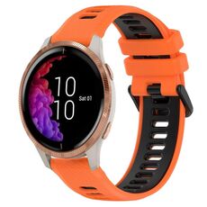 Per Garmin Venu 20mm Cinturino sportivo in silicone bicolore (arancione + nero)