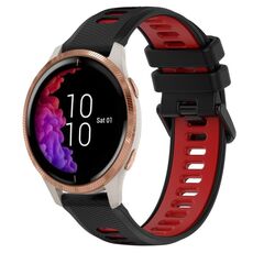 Per Garmin Venu 20mm Cinturino sportivo in silicone bicolore (nero + rosso)
