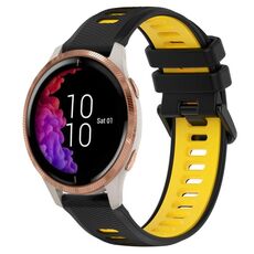 Per cinturino sportivo in silicone bicolore Garmin Venu 20mm (nero + giallo)