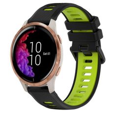 Per cinturino sportivo in silicone bicolore Garmin Venu 20mm (nero + verde)