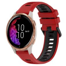 Per Garmin Venu 20mm Cinturino sportivo in silicone bicolore (rosso + nero)