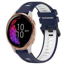 Per Garmin Venu 20mm Cinturino sportivo in silicone bicolore (blu notte + bianco)