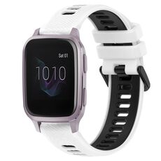 Per Garmin Venu SQ 20mm Cinturino sportivo in silicone bicolore (bianco + nero)