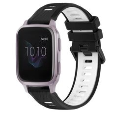 Per Garmin Venu SQ 20mm Cinturino sportivo in silicone bicolore (nero + bianco)