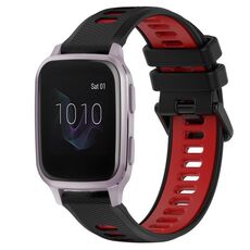 Per Garmin Venu SQ 20mm Cinturino sportivo in silicone bicolore (nero + rosso)