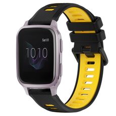 Per Garmin Venu SQ 20mm Cinturino sportivo in silicone bicolore (nero + giallo)