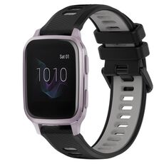 Per Garmin Venu SQ 20mm Cinturino sportivo in silicone bicolore (nero + grigio)