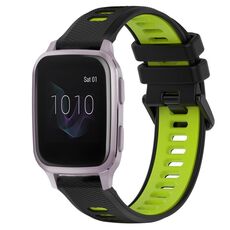 Per Garmin Venu SQ 20mm Cinturino sportivo in silicone bicolore (nero + verde)