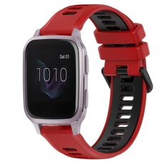 Per Garmin Venu SQ 20mm Cinturino sportivo in silicone bicolore (rosso + nero)