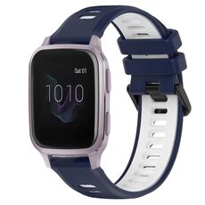 Per Garmin Venu SQ 20mm Cinturino sportivo in silicone bicolore (blu notte + bianco)