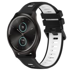 Per Garmin VivoMove Style 20mm Cinturino sportivo in silicone bicolore (nero + bianco)