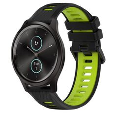 Per Garmin VivoMove Style 20mm Cinturino sportivo in silicone bicolore (nero + verde)
