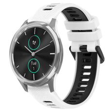 Per Garmin VivoMove Luxe 20mm Cinturino sportivo in silicone bicolore (bianco + nero)