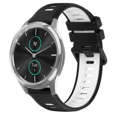 Per Garmin VivoMove Luxe 20mm Cinturino sportivo in silicone bicolore (nero + bianco)