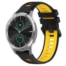 Per Garmin VivoMove Luxe 20mm Cinturino sportivo in silicone bicolore (nero + giallo)