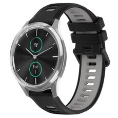 Per Garmin VivoMove Luxe 20mm Cinturino sportivo in silicone bicolore (nero + grigio)