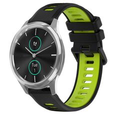 Per Garmin VivoMove Luxe 20mm Cinturino sportivo in silicone bicolore (nero + verde)