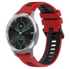 Per Garmin VivoMove Luxe 20mm Cinturino sportivo in silicone bicolore (rosso + nero)