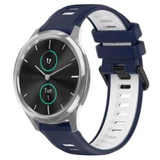 Per Garmin VivoMove Luxe 20mm Cinturino sportivo in silicone bicolore (blu notte + bianco)
