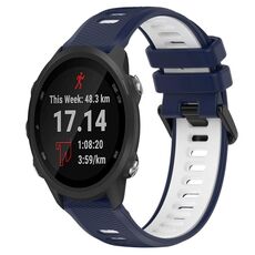 Per Garmin Forerunner 245 Cinturino sportivo in silicone bicolore da 20 mm (blu notte + bianco)