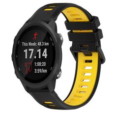 Per Garmin Forerunner 245 Music 20mm Cinturino sportivo in silicone bicolore (nero + giallo)