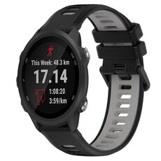 Per Garmin Forerunner 245 Music 20mm Cinturino sportivo in silicone bicolore (nero + grigio)