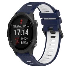 Per Garmin Forerunner 245 Music 20mm Cinturino sportivo in silicone bicolore (blu notte + bianco)