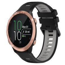 Per Garmin Forerunner 645 Music 20mm Cinturino sportivo in silicone bicolore (nero + grigio)
