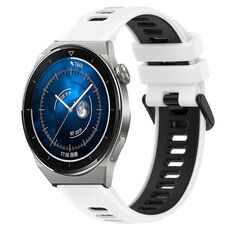 Per Huawei Watch GT3 Pro 43mm 20mm Cinturino sportivo in silicone bicolore (bianco + nero)