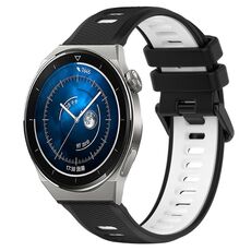 Per Huawei Watch GT3 Pro 43mm 20mm Cinturino sportivo in silicone bicolore (nero + bianco)