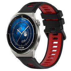 Per Huawei Watch GT3 Pro 43mm 20mm Cinturino sportivo in silicone bicolore (nero + rosso)