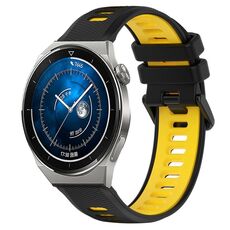 Per Huawei Watch GT3 Pro 43mm 20mm Cinturino sportivo in silicone bicolore (nero + giallo)