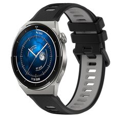 Per Huawei Watch GT3 Pro 43mm 20mm Cinturino sportivo in silicone bicolore (nero + grigio)