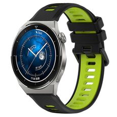 Per Huawei Watch GT3 Pro 43mm 20mm Cinturino sportivo in silicone bicolore (nero + verde)
