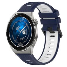 Per Huawei Watch GT3 Pro 43mm 20mm Cinturino sportivo in silicone bicolore (blu notte + bianco)