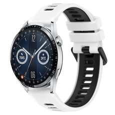 Per Huawei Watch GT3 42mm 20mm Cinturino sportivo in silicone bicolore (bianco + nero)