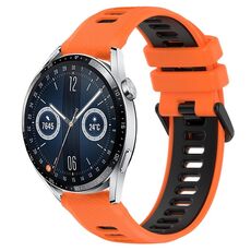 Per Huawei Watch GT3 42mm 20mm Cinturino sportivo in silicone bicolore (arancione + nero)