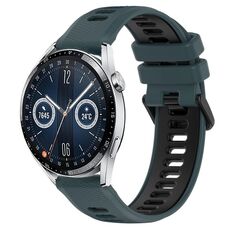 Per Huawei Watch GT3 42mm 20mm Cinturino sportivo in silicone bicolore (verde oliva + nero)