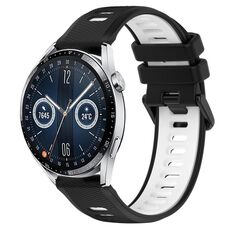 Per Huawei Watch GT3 42mm 20mm Cinturino sportivo in silicone bicolore (nero + bianco)